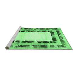 Sideview of Machine Washable Abstract Emerald Green Contemporary Area Rugs, wshcon1591emgrn