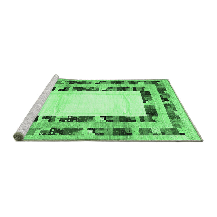 Sideview of Machine Washable Abstract Emerald Green Contemporary Area Rugs, wshcon1591emgrn