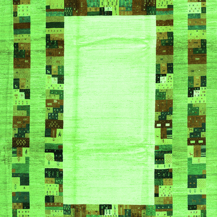 Serging Thickness of Machine Washable Abstract Green Contemporary Area Rugs, wshcon1591grn