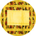 Round Abstract Yellow Contemporary Rug, con1591yw