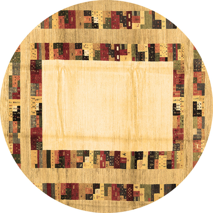 Round Abstract Brown Contemporary Rug, con1591brn