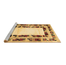 Sideview of Machine Washable Abstract Brown Contemporary Rug, wshcon1591brn
