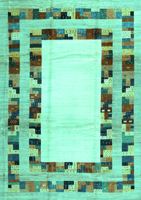 Abstract Turquoise Contemporary Rug, con1591turq