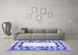 Machine Washable Abstract Blue Contemporary Rug in a Living Room, wshcon1591blu