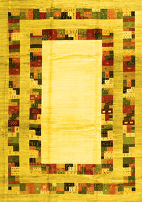 Abstract Yellow Contemporary Rug, con1591yw