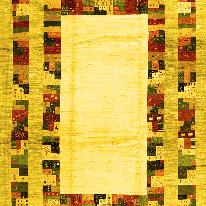 Abstract Yellow Contemporary Rug, con1591yw