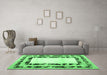 Machine Washable Abstract Emerald Green Contemporary Area Rugs in a Living Room,, wshcon1591emgrn