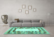 Machine Washable Abstract Turquoise Contemporary Area Rugs in a Living Room,, wshcon1591turq