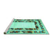 Sideview of Machine Washable Abstract Turquoise Contemporary Area Rugs, wshcon1591turq