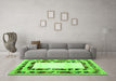 Machine Washable Abstract Green Contemporary Area Rugs in a Living Room,, wshcon1591grn