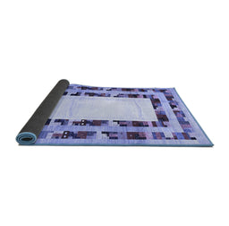 Sideview of Abstract Blue Contemporary Rug, con1591blu
