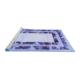 Sideview of Machine Washable Abstract Blue Contemporary Rug, wshcon1591blu
