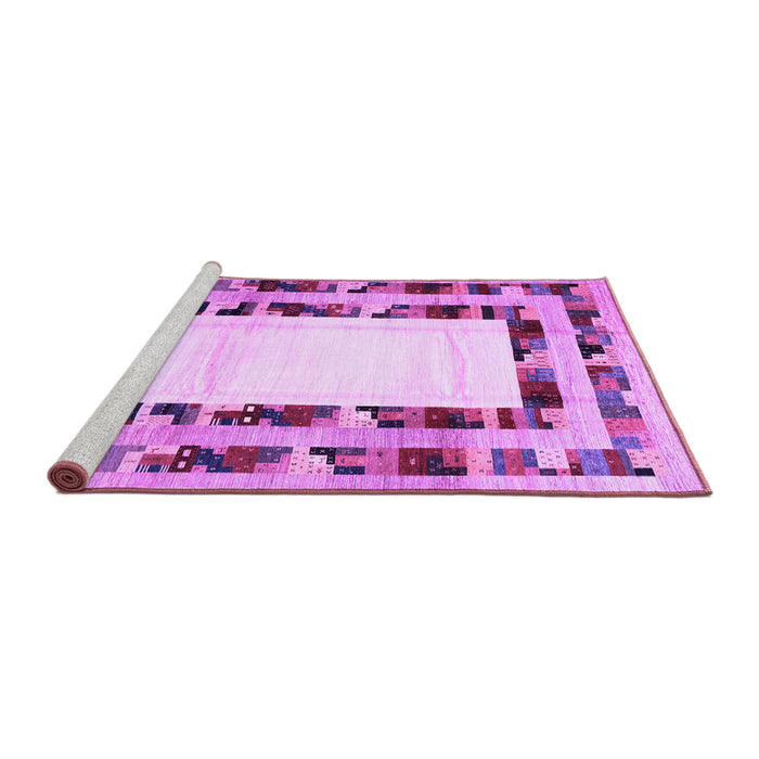 Sideview of Machine Washable Abstract Purple Contemporary Area Rugs, wshcon1591pur