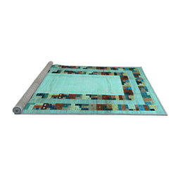 Sideview of Machine Washable Abstract Light Blue Contemporary Rug, wshcon1591lblu