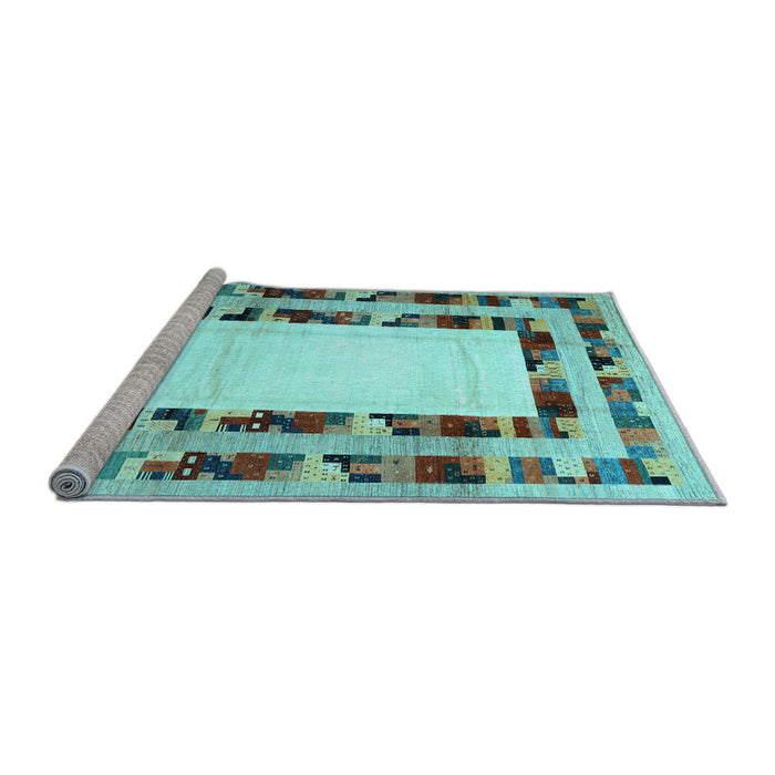 Sideview of Machine Washable Abstract Light Blue Contemporary Rug, wshcon1591lblu