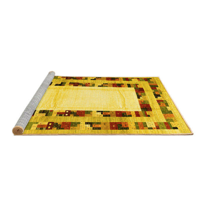 Sideview of Machine Washable Abstract Yellow Contemporary Rug, wshcon1591yw