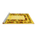 Sideview of Machine Washable Abstract Yellow Contemporary Rug, wshcon1591yw