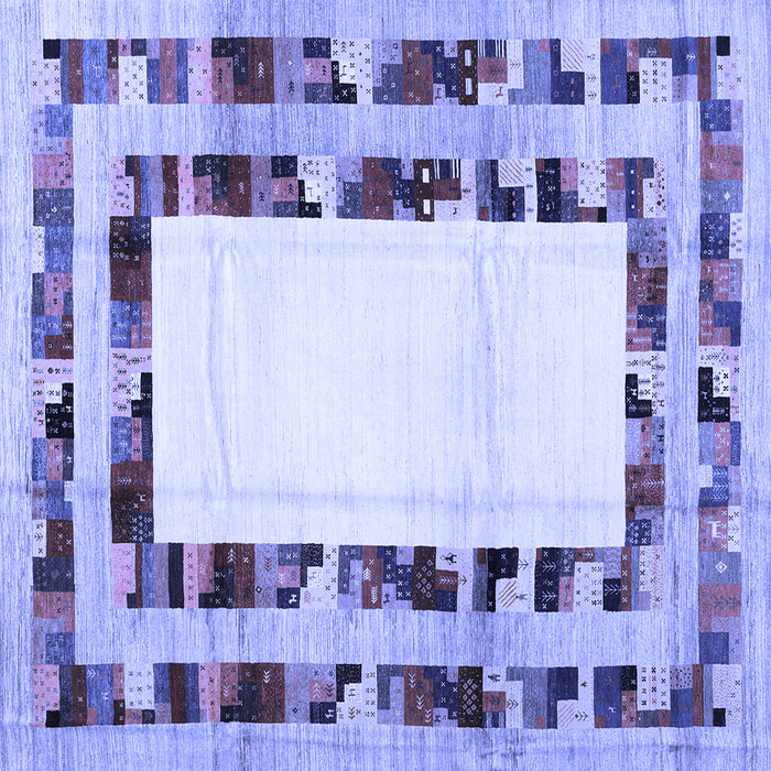 Square Machine Washable Abstract Blue Contemporary Rug, wshcon1591blu