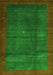 Serging Thickness of Machine Washable Abstract Green Contemporary Area Rugs, wshcon1592grn