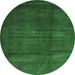 Round Abstract Emerald Green Contemporary Rug, con1592emgrn