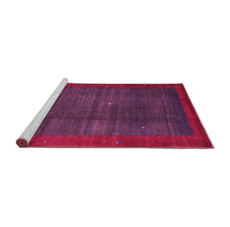 Sideview of Machine Washable Abstract Pink Contemporary Rug, wshcon1592pnk