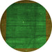 Square Abstract Green Contemporary Rug, con1592grn