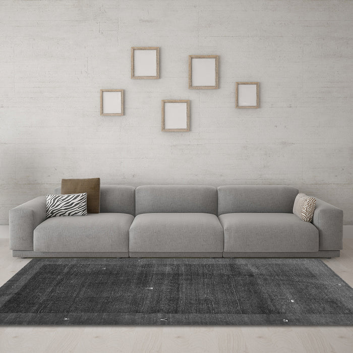 Machine Washable Abstract Gray Contemporary Rug in a Living Room,, wshcon1592gry