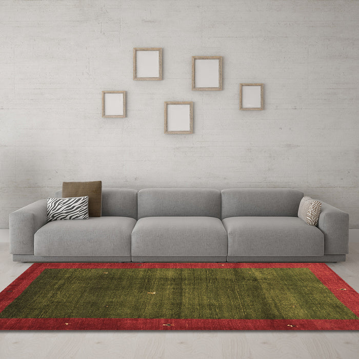 Machine Washable Abstract Brown Contemporary Rug in a Living Room,, wshcon1592brn