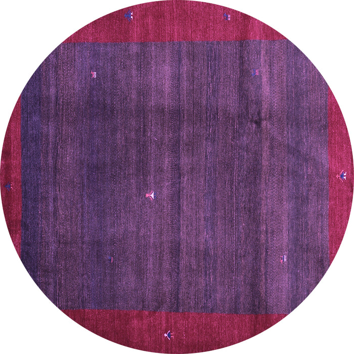 Round Abstract Purple Contemporary Rug, con1592pur