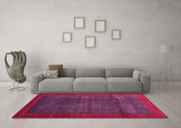 Machine Washable Abstract Pink Contemporary Rug, wshcon1592pnk