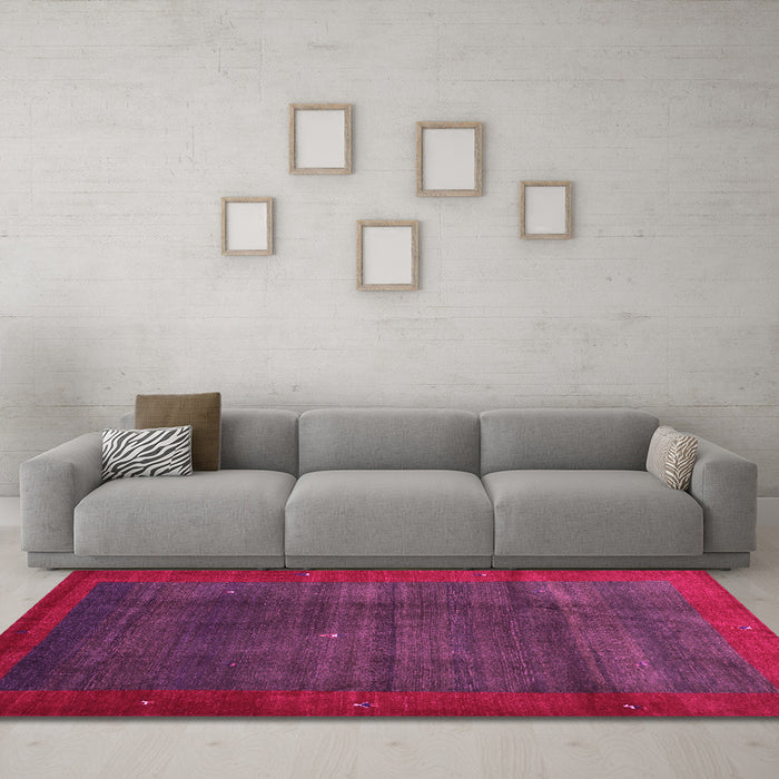 Machine Washable Abstract Pink Contemporary Rug in a Living Room, wshcon1592pnk