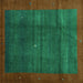 Square Machine Washable Abstract Turquoise Contemporary Area Rugs, wshcon1592turq