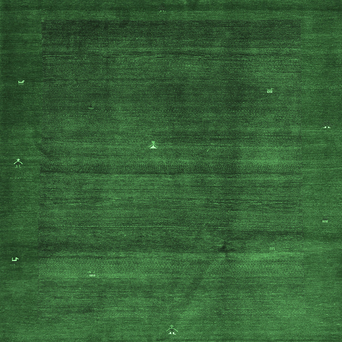 Square Machine Washable Abstract Emerald Green Contemporary Area Rugs, wshcon1592emgrn