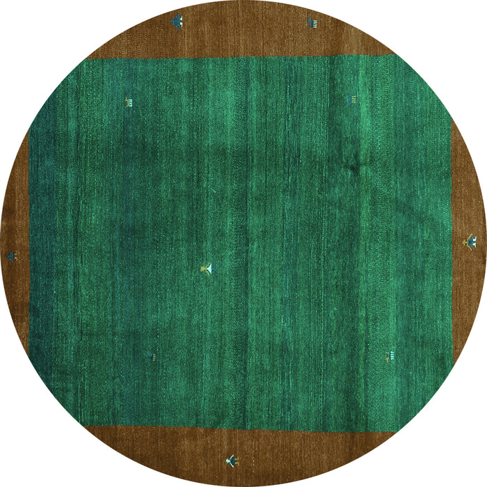 Round Machine Washable Abstract Turquoise Contemporary Area Rugs, wshcon1592turq
