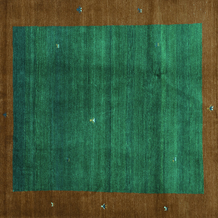 Square Abstract Turquoise Contemporary Rug, con1592turq