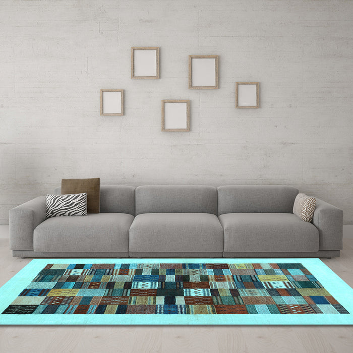 Machine Washable Solid Light Blue Modern Rug in a Living Room, wshcon1593lblu