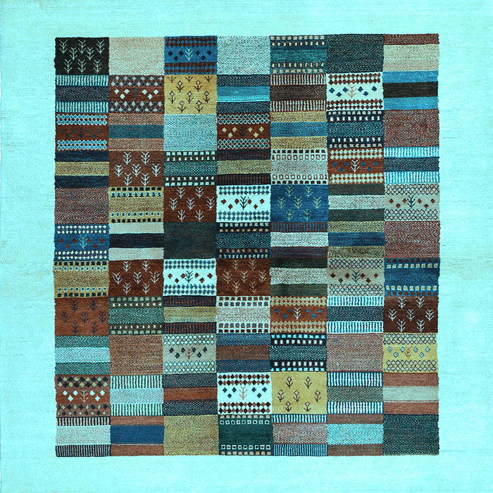 Square Machine Washable Solid Light Blue Modern Rug, wshcon1593lblu