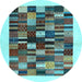 Round Solid Light Blue Modern Rug, con1593lblu