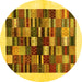 Round Solid Yellow Modern Rug, con1593yw