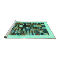 Sideview of Machine Washable Solid Turquoise Modern Area Rugs, wshcon1593turq