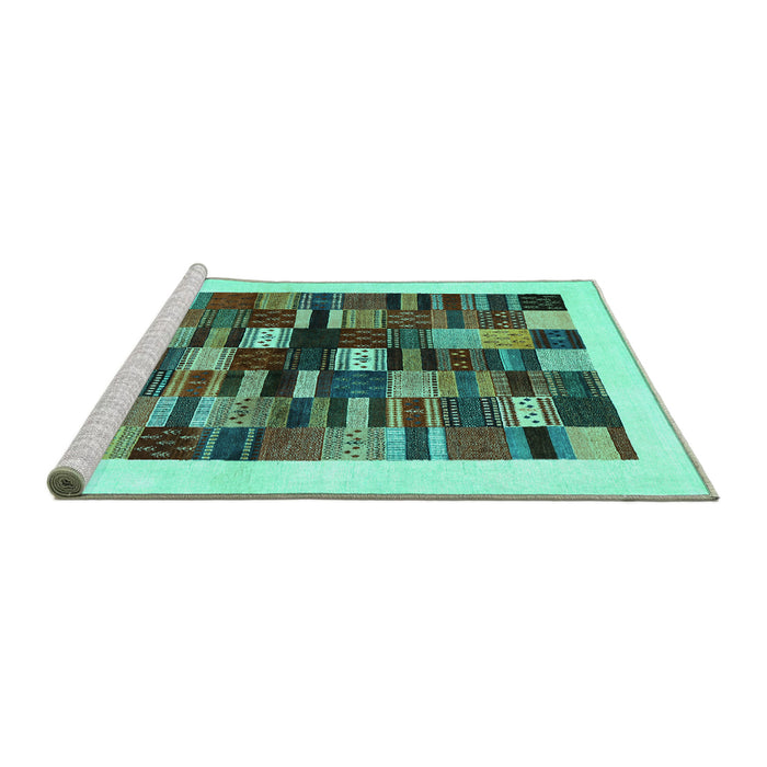 Sideview of Machine Washable Solid Turquoise Modern Area Rugs, wshcon1593turq