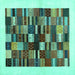 Square Solid Turquoise Modern Rug, con1593turq