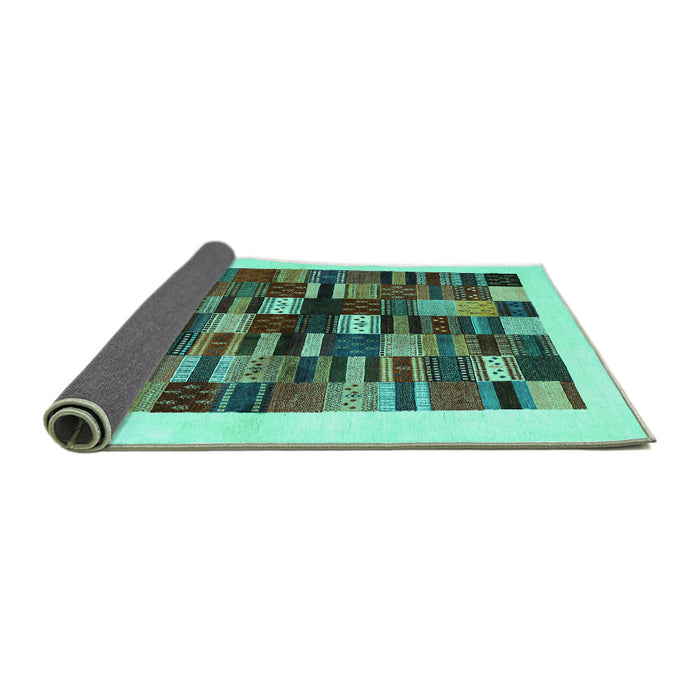 Sideview of Solid Turquoise Modern Rug, con1593turq