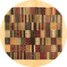 Round Solid Brown Modern Rug, con1593brn