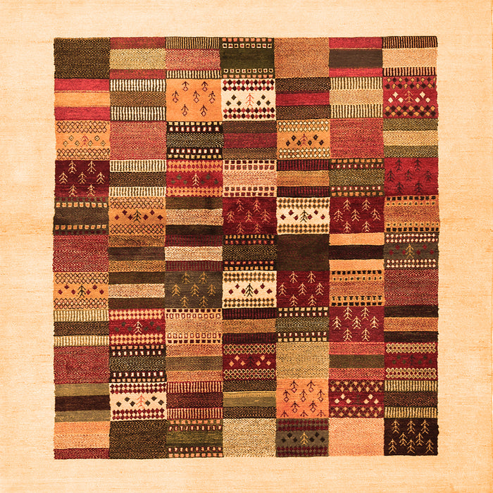 Round Machine Washable Solid Orange Modern Area Rugs, wshcon1593org