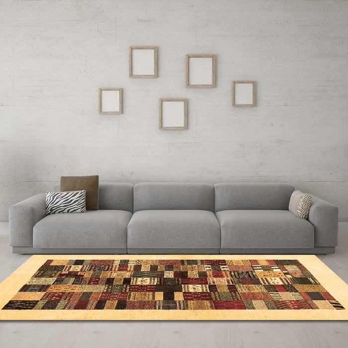 Machine Washable Solid Brown Modern Rug in a Living Room,, wshcon1593brn
