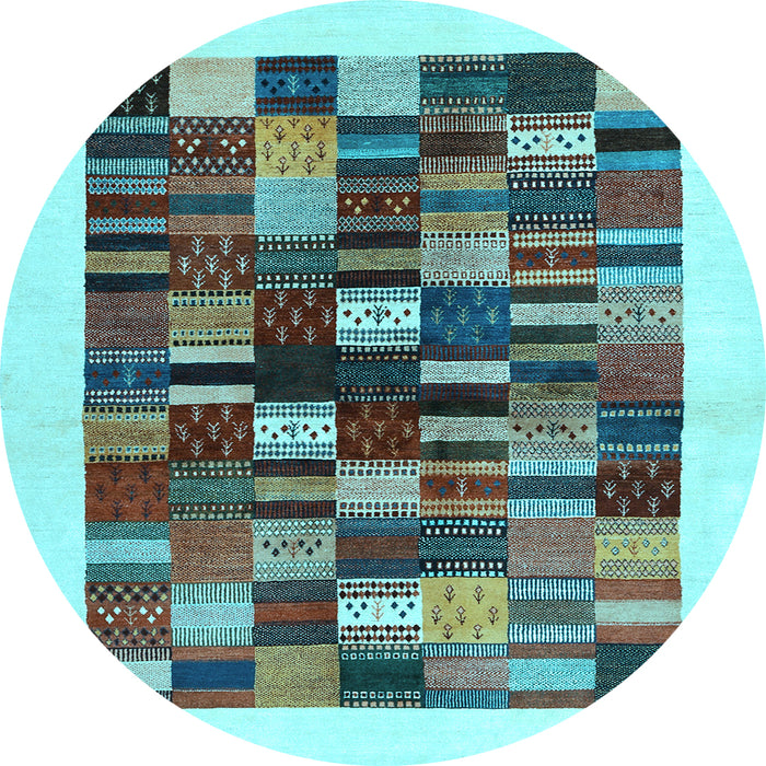Round Machine Washable Solid Light Blue Modern Rug, wshcon1593lblu