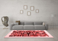 Machine Washable Solid Red Modern Rug, wshcon1593red
