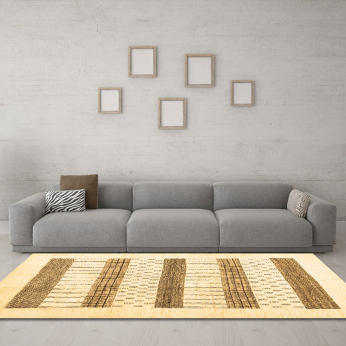 Machine Washable Solid Brown Modern Rug in a Living Room,, wshcon1594brn