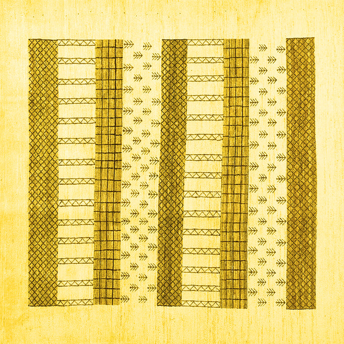 Square Solid Yellow Modern Rug, con1594yw